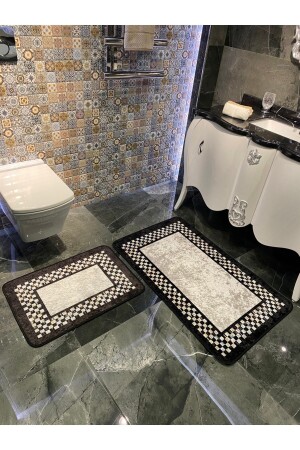 Lateks Taban Saçaksız (70X110 - 70X50) Ikili Banyo Paspas Takımı BYDMGZ-MEGAN - 1