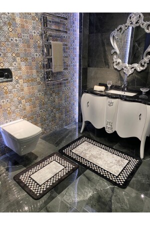 Lateks Taban Saçaksız (70X110 - 70X50) Ikili Banyo Paspas Takımı BYDMGZ-MEGAN - 5