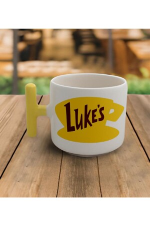 Latte & Espresso handgemachte Gilmore Girls Lukes Becher mit gelbem Griff 200 ml - 2