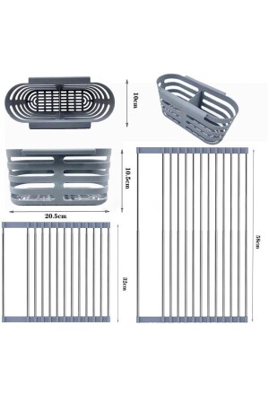 Lavabo Üstü Katlanabilir Ayarlanabilir Bulaşıklık- Çok Amaçlı Kurutmalık - 32x32cm - 4