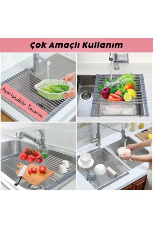 Lavabo Üstü Katlanabilir Ayarlanabilir Bulaşıklık- Çok Amaçlı Kurutmalık - 32x32cm - 7