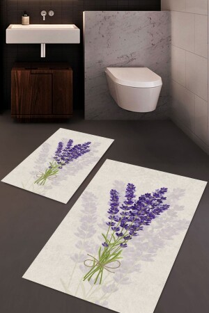 Lavanta Desenli Banyo Halı Takımı (60x100-40x60) - Cp371 CP371 - 3