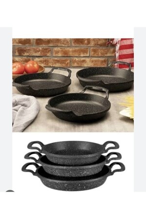 Laviss Kitchen Essenso 3er-Set Saucenpfannen-Set aus schwarzem Gussgranit, 18–20–22 cm - 6