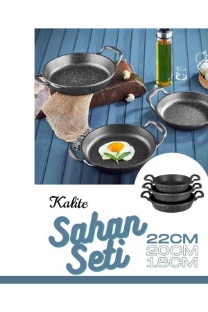 Laviss Kitchen Essenso 3lü Set Döküm Siyah Granit Sahan Tava Seti 18-20-22 Cm - 4