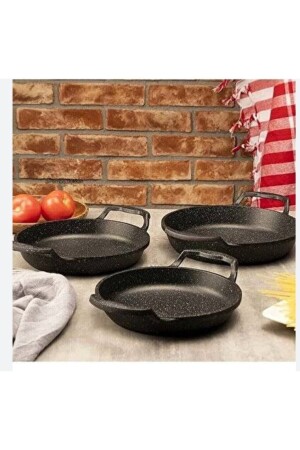 Laviss Kitchen Essenso 3lü Set Döküm Siyah Granit Sahan Tava Seti 18-20-22 Cm - 5