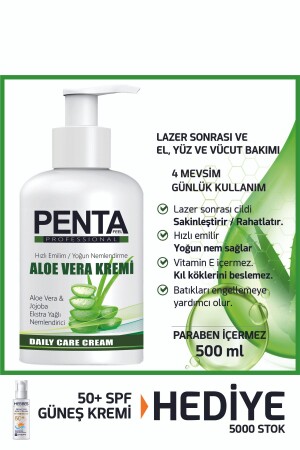 Lazer Epilasyon Sonrası Bakım Ve Günlük Nemlendirici Aloe Vera Krem 500 ml Salon Boy - 2