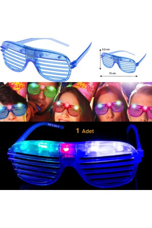 LED-beleuchtete Shutter-Brille, blaue Farbe, 1 Stück, Hawairetrohallow - 3