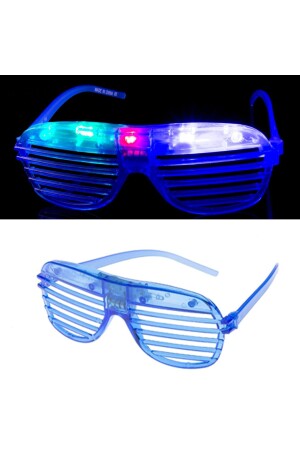 LED-beleuchtete Shutter-Brille, blaue Farbe, 1 Stück, Hawairetrohallow - 4