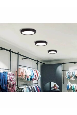 LED-Deckenleuchte für WC, Speisekammer, Büro, 18 W, runde Leuchte, Aufbaumontage, schwarzes Gehäuse, gelbes Licht, 2700 K, 220 V, KDRSBLACK PANEL4 - 4