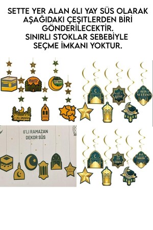 Led Işık Hoşgeldin Ramazan Gold Banner Yazı Iyi Bayramlar 6'lı Tavan Süs Ramazan Oda Süsleme Seti - 5