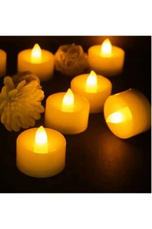 Ledli Mum Tealight Işıklı Dumansız Alevli Sarı Led Mum Pilli 24 Adet Pil Dahil - 4