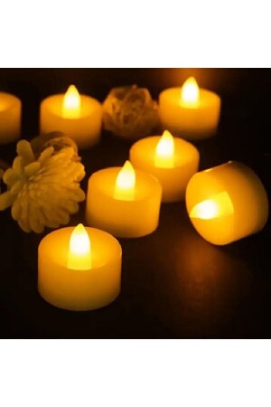 Ledli Mum Tealight Işıklı Dumansız Alevli Sarı Pilli Led Mum (4 ADET PİL DAHİL) - 1