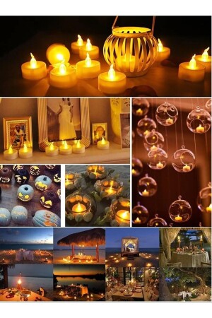 Ledli Mum Tealight Işıklı Dumansız Alevli Sarı Pilli Led Mum (4 ADET PİL DAHİL) - 5