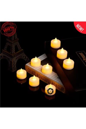 Ledli Pilli Işıklı Tealight Mum Gün Işığı Dumansız Alevli 10 Adet - 2