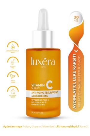 Leke Karşıtı, Aydınlatıcı, Vegan, C Vitamini Serum ( %10 Ascorbic Acid Ferulic Acid) 30 ml LUX104 - 2