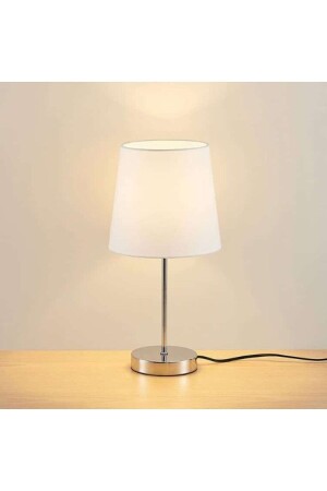 Leola Chrome Leg White Conical Hat Modern Lampshade Night Lamp Model01 - 1