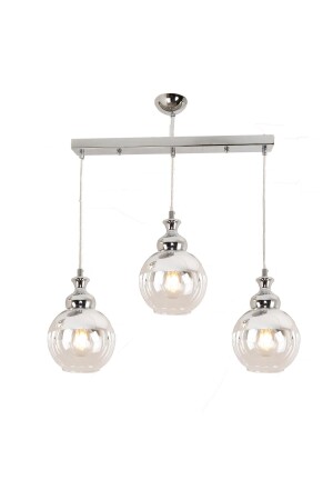 Leon 3-teilige Reihen-Chrom-Pendelleuchte Sports - Salonavize 3386-3S-CH - 2