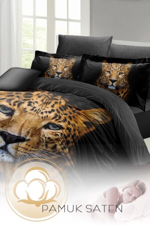 Leoparden-Doppelbettbezug-Set, speziell gewebter Baumwollsatin, 3D-Sonderdesign MONOHOME24598 - 6