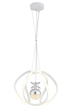 Leroy Tekli Beyaz Krom 3 Renkli 40 Watt Ledli Modern Oturma Odası, Koridor, Salon Led Avize 4006-01-WH-CH - 7