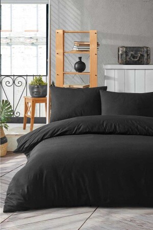 Life 200x220 Plain Black Double Duvet Cover Set untaşdüzyasiyahçift - 1