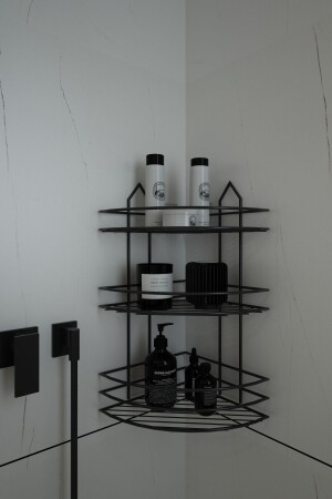 Lifetime Edelstahl-Kleber, schwarz, 3 Etagen, Badezimmer-Eck-Organizer, Shampoo-Halter, Duschregal Ek03. S. 8682744208861 - 4