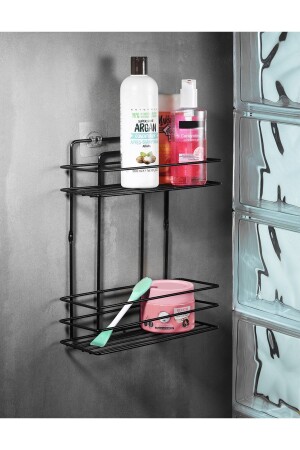 Lifetime Edelstahl-Wandkleber, 2-lagiger Badezimmer-Shampoo-Halter, Organizer, Schwarz, Tş-02, PRA-3506556-3401 - 2