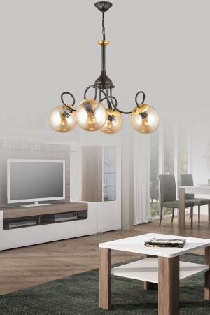 Lightning Black 4-teiliger moderner Luxus-Kronleuchter aus Honey Globe-Glas TYCZW58LON168978091545757 - 1