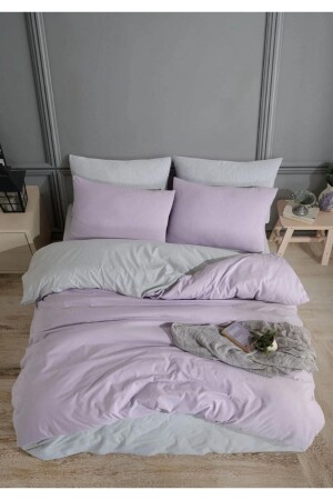 Lilac Düz Desen Çarşafı Lastikli Çift Kişilik Nevresim Takımı 200x220 %100 Pamuk01453020 TYC00718686249 - 2