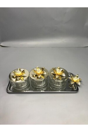 Lily Flower Elysia Silber 3-teilige Snackschale, Präsentationsschale, Gewürzschale, Eisschale, Leckerlischale, Glasschale zmbkçrz3 - 3