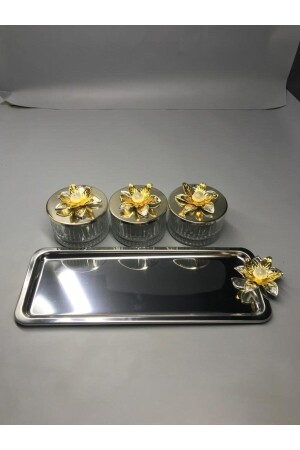 Lily Flower Elysia Silber 3-teilige Snackschale, Präsentationsschale, Gewürzschale, Eisschale, Leckerlischale, Glasschale zmbkçrz3 - 4