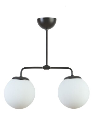 Lily Modernes Design Wohnzimmer Küche Schwarz Farbe Weiß Glas 2 Stück Kronleuchter LİL99 - 3