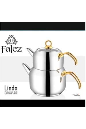 Linda Gold Family Size Steel Teekannen-Set Teekannen-Set Lnd 1002 Falez Family Size Linda Teekanne - 4