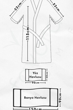 Line 100 % Baumwolle, luxuriöses 8-teiliges Familien-Bademantel-Set – Grau – Creme - 9