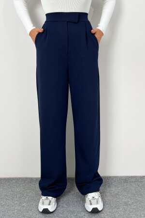 Line Damen-Palazzo-Hose aus Lycra mit Klettverschluss in Marineblau - 3