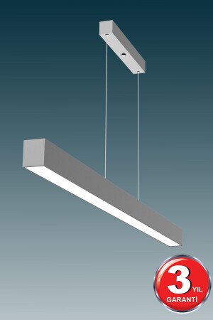 Lineer 120cm ( Gri Kasa, Gün Işığı ) Ledli Sarkıt Modern Led Avize, Salon, Mutfak, Masa Üstü Avize Lineer-120 Gri 4000K - 3