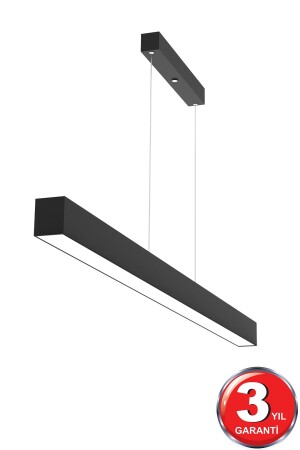 Lineer 120cm ( Siyah Kasa, Gün Işığı ) Ledli Sarkıt Modern Led Avize, Salon, Mutfak, Lineer Avize Lineer-120 Siyah 4000K - 2