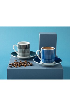 Liniya Porzellan-Set mit 2 Kaffeetassen, 80 ml, Schwarz – Marineblau, 10035659 - 2