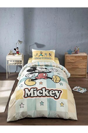 Lisanslı Kapitoneli Nevresim Takımı Mickey Mouse Star Lastikli Çarşaf - 3