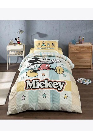 Lisanslı Kapitoneli Nevresim Takımı Mickey Mouse Star Lastikli Çarşaf - 4