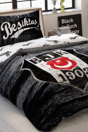 Lisanslı Nevresim Takımı Tek Kişilik Beşiktaş Wooden Logo TYC00371588405 - 1