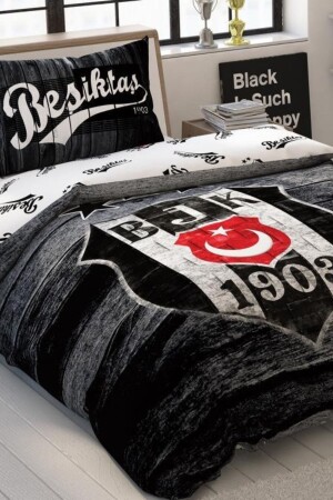 Lisanslı Nevresim Takımı Tek Kişilik Beşiktaş Wooden Logo TYC00371588405 - 3