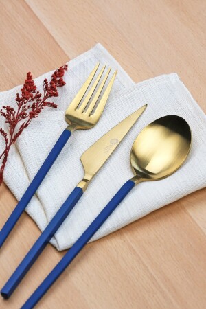 Lissabon Gabel-Löffel-Messer-Set Goldblau 41090 - 1