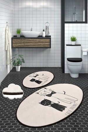 Lıttle Cats Djt 2 Lı Set Banyo Halısı Paspas- Klozet Takımı - 2