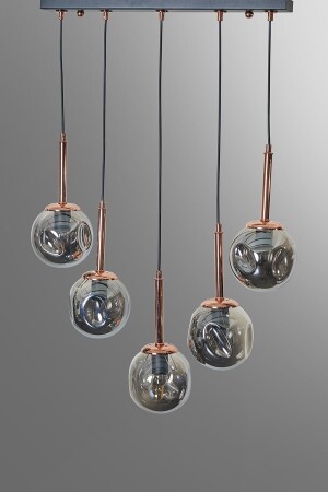 Liza 5-teiliger Luxus-Pendelleuchte-Kronleuchter mit kupferschwarzem Metallgehäuse und Rauchglas-Design LZRNAVZ216 - 9