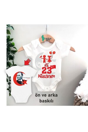 LK 23 APRIL BAYRAM ATATÜRK SCHRIFTLICHER BAUMWOLL-Baby-Body - 1