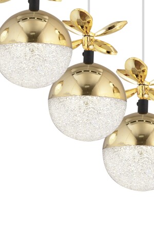 Lokken 5'li Sıralı Gold 50 Watt Kristal Ledli Modern Oturma Odası Salon Sarkıt Avize 4079-05S-GD - 6