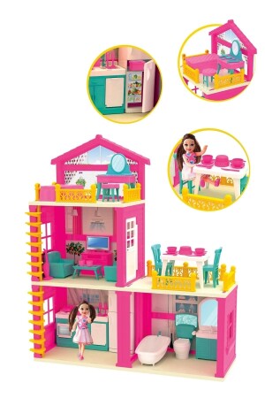 Lola's House of Dreams Barbie Chelsea Puppe Spieltraumhaus-Set mit Zubehör, 3 Etagen, 3 Zimmer, Balkon - 3