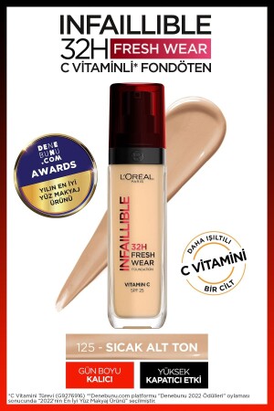 L'Oréal Paris Infaillible 32H Fresh Wear C Vitaminli Fondöten - 125 Natural Beige - 3