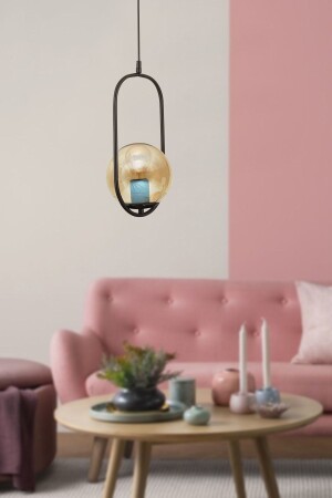 Lorin Single Black Honey Glass Moderne Pendelleuchte Küche Wohnzimmer Pendelleuchte Kronleuchter 3537-01-01-BL - 2