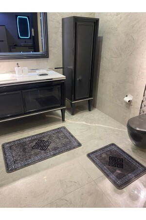 Losarina 2'li Lateks Taban Banyo Paspas Takımı (60X100 - 60X50) Gri BYD-LOSARINA - 1